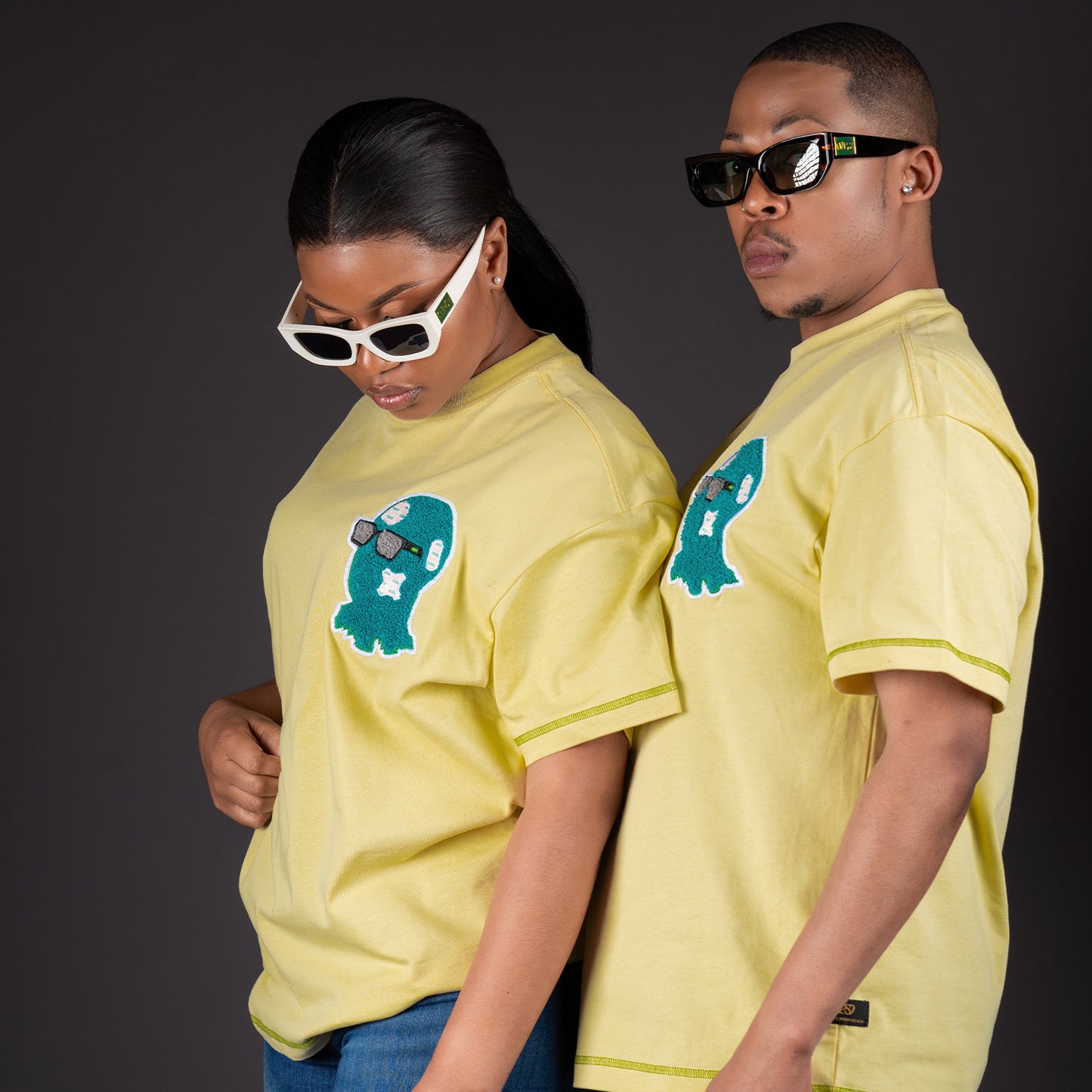 Lemon Yellow Drip Mask Tee