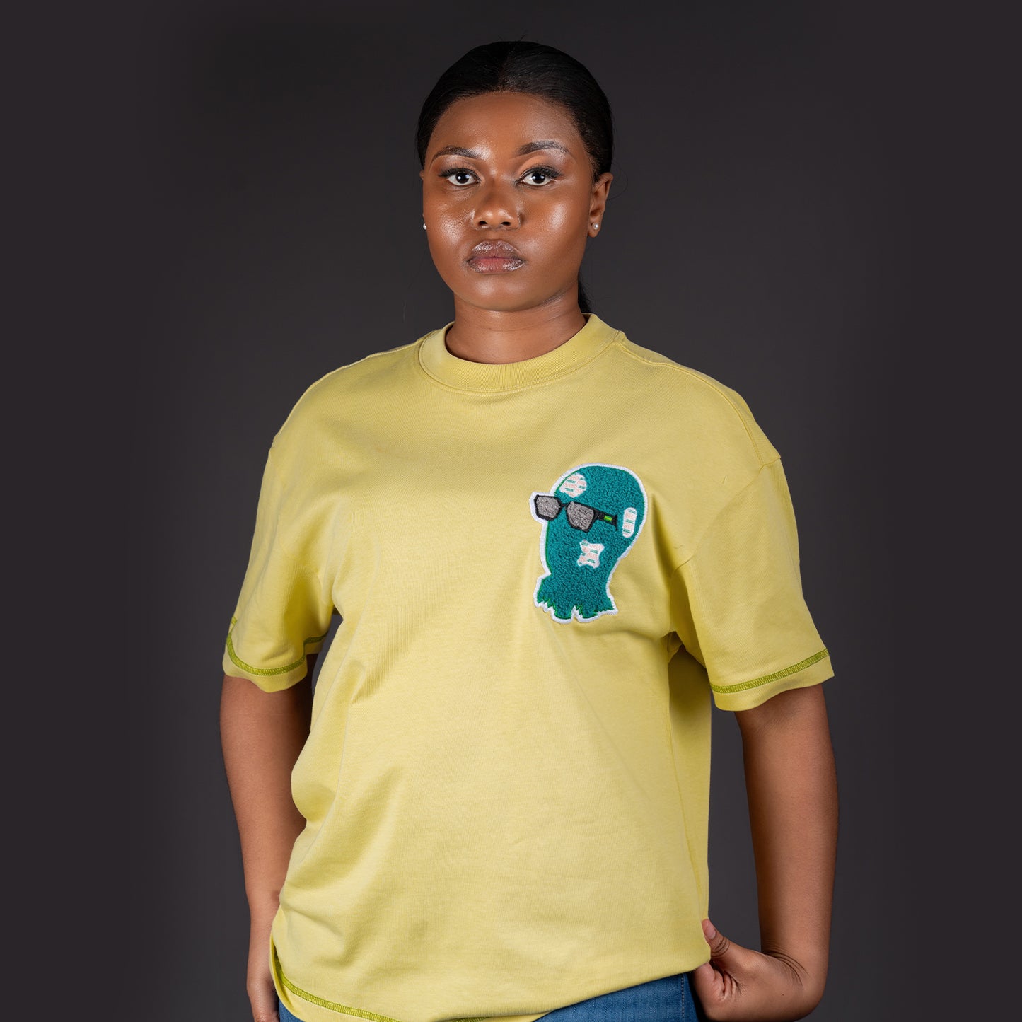 Lemon Yellow Drip Mask Tee