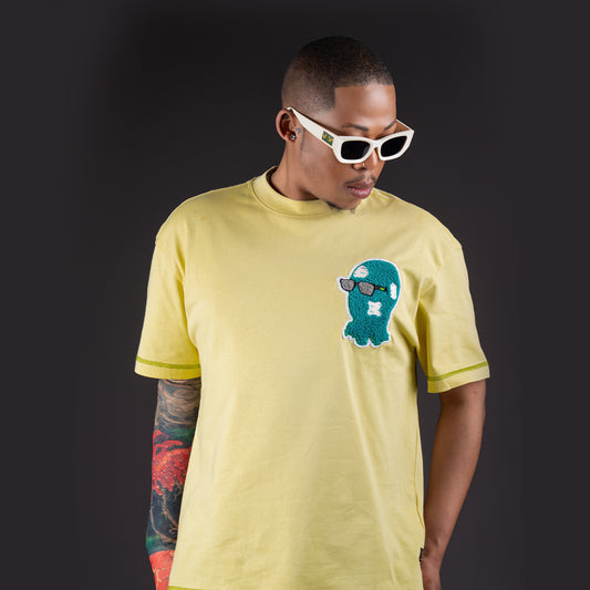Lemon Yellow Drip Mask Tee