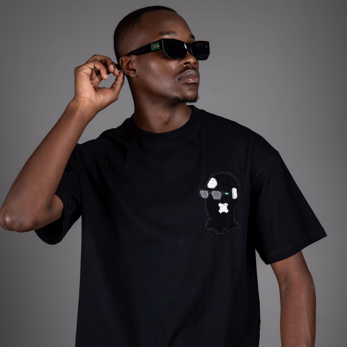 Drip Mask Black on Black T-Shirt