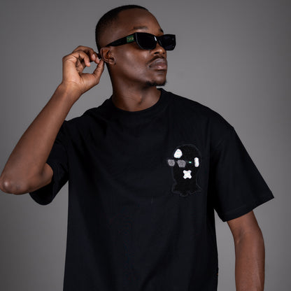 Drip Mask Black on Black T-Shirt